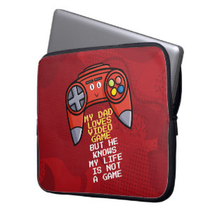 Funny Red Joystick Vaderdag Groet Laptop Sleeve