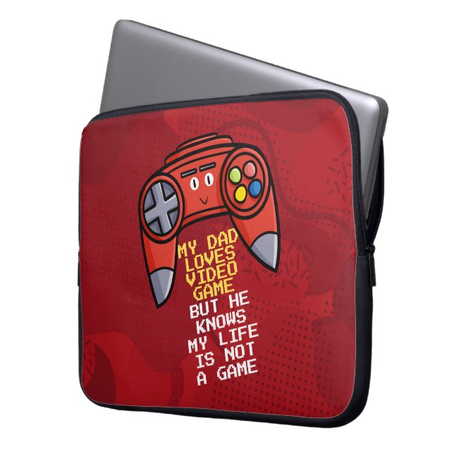 Funny Red Joystick Vaderdag Groet Laptop Sleeve (Voorkant Links)