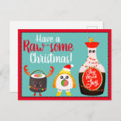 Funny Red Kawaii Sushi Briefkaart (Voorkant / Achterkant)