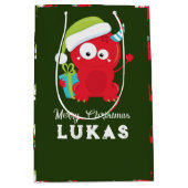 Funny Red Kerstmonster Kinder feestdag Medium Cadeauzakje (Voorkant)