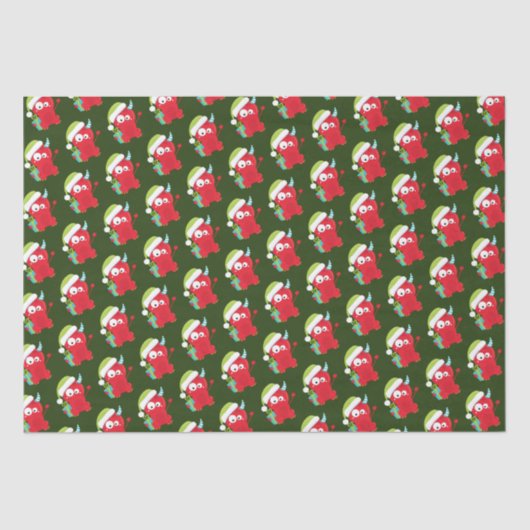 Funny Red Kerstmonster Kinder feestdag Tissuepapier (Voorkant)