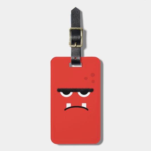 Funny Red Monster Face Bagagelabel (Voorkant verticaal)