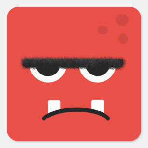 Funny Red Monster Face Vierkante Sticker