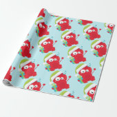 Funny Red Monster Kerstmis Cadeaupapier (Uitgerold)