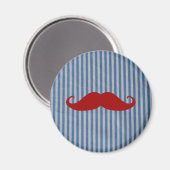 Funny Red Mustache en Blue White Stripes Magneet (Voorkant / Achterkant)