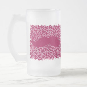 Funny red mustache op luipaard matglas bierpul