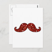 FUNNY RED MUSTACHE PRINTED GLITTER BRIEFKAART (Voorkant / Achterkant)