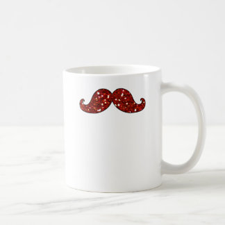 FUNNY RED MUSTACHE PRINTED GLITTER KOFFIEMOK