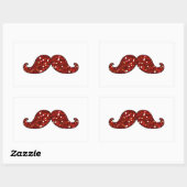 FUNNY RED MUSTACHE PRINTED GLITTER RECHTHOEKIGE STICKER (Vel)