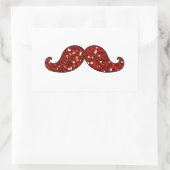 FUNNY RED MUSTACHE PRINTED GLITTER RECHTHOEKIGE STICKER (Tas)