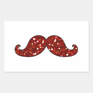 FUNNY RED MUSTACHE PRINTED GLITTER RECHTHOEKIGE STICKER
