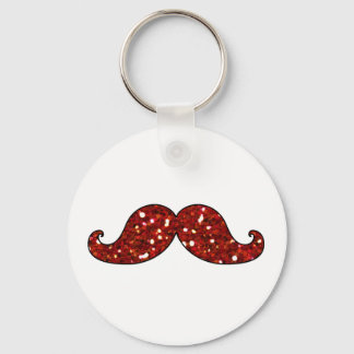FUNNY RED MUSTACHE PRINTED GLITTER SLEUTELHANGER