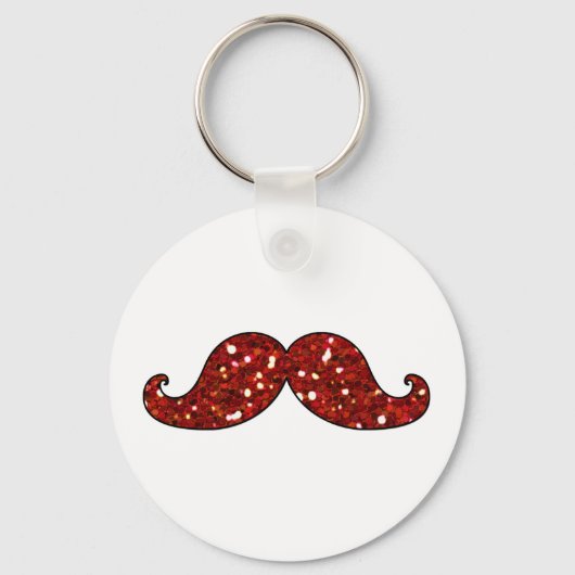 FUNNY RED MUSTACHE PRINTED GLITTER SLEUTELHANGER (Voorkant)