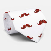 FUNNY RED MUSTACHE PRINTED GLITTER STROPDAS (Opgerold)