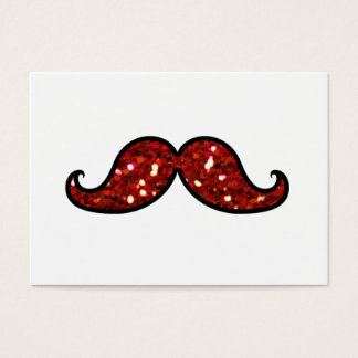 FUNNY RED MUSTACHE PRINTED GLITTER VISITEKAARTJE