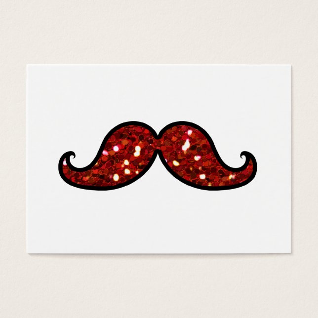 FUNNY RED MUSTACHE PRINTED GLITTER VISITEKAARTJE (Voorkant)
