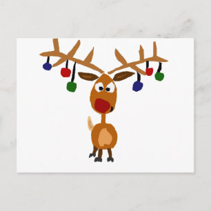 Funny Red Nosed-rendierkerstkunst Feestdagenkaart