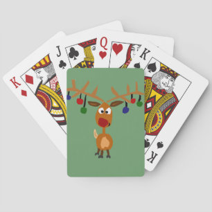 Funny Red Nosed-rendierkerstkunst Pokerkaarten
