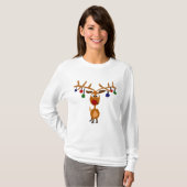 Funny Red Nosed-rendierkerstkunst T-shirt (Voorkant volledig)