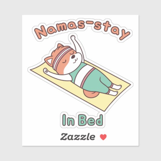 Funny Red Panda Namas-stay In Bed Yoga Pun Sticker (Feuille)
