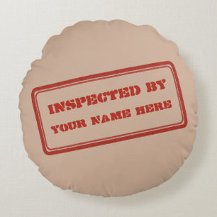 Funny Red Rubber Stamp, geïnspecteerd door jou Rond Kussen