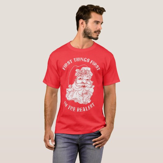 Funny Red Santa Clause kerstfeestun T-shirt (Voorkant volledig)