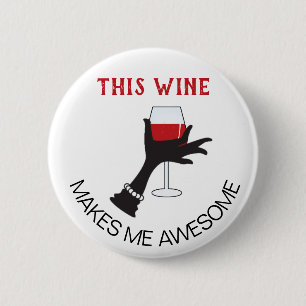 Funny  Red Wine Gezegde Ronde Button 5,7 Cm