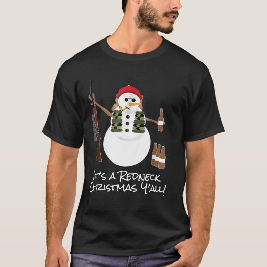 Funny Redeck Gift Idea T-shirt Snowman Beer Rifle  (Voorkant)