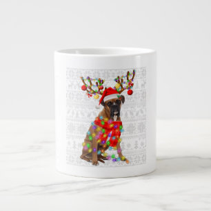 Funny Reindeer Boxer Dog-kerstlampjes Extra Grote Beker