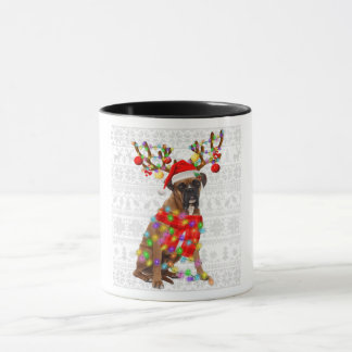 Funny Reindeer Boxer Dog-kerstlampjes Mok