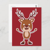 Funny Reindeer briefkaart (Voorkant / Achterkant)