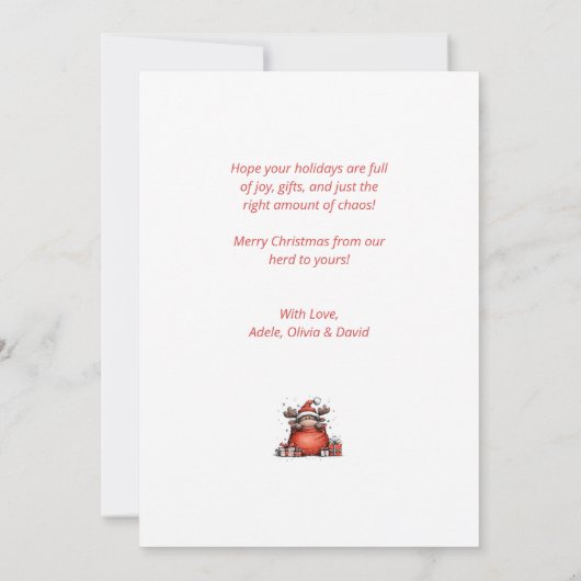 Funny Reindeer Christmas Card – Oh Deer! Feestdagenkaart (Achterkant)