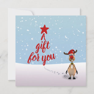 Funny Reindeer Christmas Tree Carte cadeau