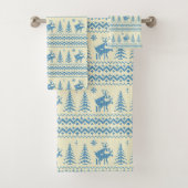Funny Reindeer Christmas Tree Snow Blue Pattern (En situation)