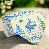 Funny Reindeer Christmas Tree Snow Blue Pattern Stropdas