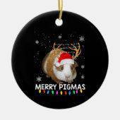 Funny Reindeer Guinea Pig Kerstmis Keramisch Ornament (Voorkant)