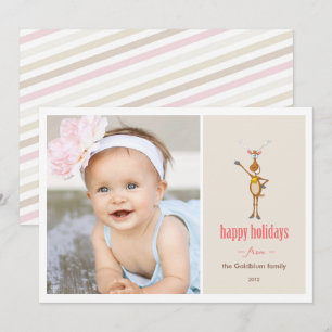 Funny Reindeer Holiday Fotokaart. Feestdagenkaart