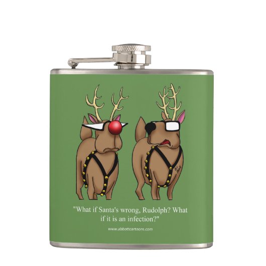 Funny Reindeer Humor Cartoon Holiday Flask Gift Heupfles (Voorkant)