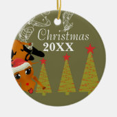 Funny Reindeer Kerstparen Foto Ornament (Voorkant)