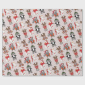 Funny Reindeer met Snow Man Kerstmis  Cadeaupapier (Vlak)