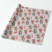 Funny Reindeer met Snow Man Kerstmis  Cadeaupapier (Uitgerold)