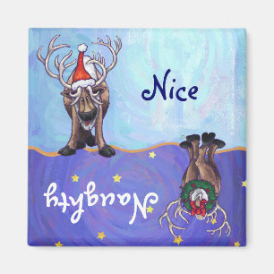Funny Reindeer Naughty Nice Holiday Magnet Magneet