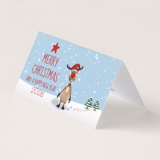 Funny Reindeer Noël Nouvel An Arbre 2022 Carte (Front)