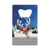 Funny Reindeer Peeking Christmas Meme  Kredietkaart Flessenopener (Achterkant)