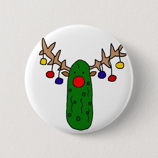 Funny Reindeer Pickle-kerstCartoon Ronde Button 5,7 Cm (Voorkant)