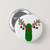 Funny Reindeer Pickle-kerstCartoon Ronde Button 5,7 Cm (Voorkant /achterkant)