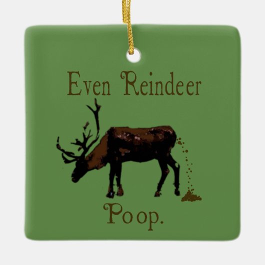 Funny Reindeer Poop Kerstmis Keramisch Ornament (Voorkant)