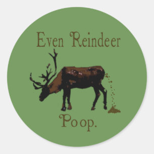Funny Reindeer Poop Kerstmis Ronde Sticker