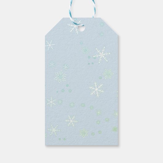 Funny Reindeer Snowflakes Blue Kinder Kerstmis Cadeaulabel (Achterkant)