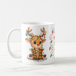 Funny Reindeer Stuck in Christmas Lights Mug Koffiemok